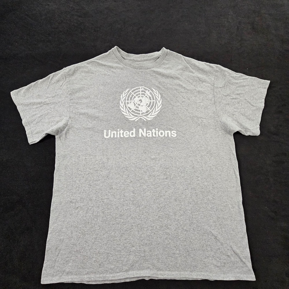 United Nations Logo Gray Short Sleeve T-Shirt Men's XL